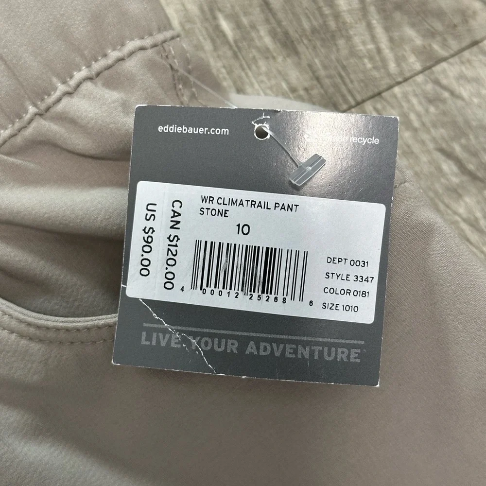 Women’s Eddie Bauer 10 Medium Joggers ClimaTrail Pants Sweats Beige Pockets NWT - Picture 14 of 14